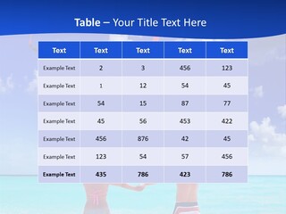 Two People Standing In The Water With A Plane In The Background PowerPoint Template