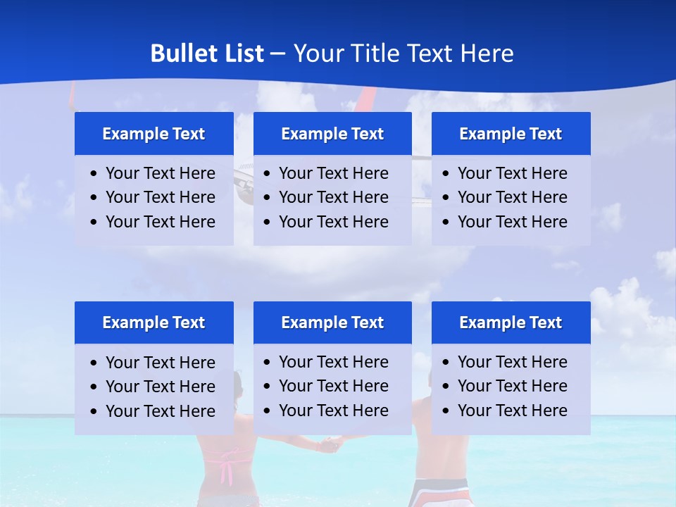 Two People Standing In The Water With A Plane In The Background PowerPoint Template