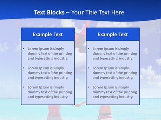 Two People Standing In The Water With A Plane In The Background PowerPoint Template