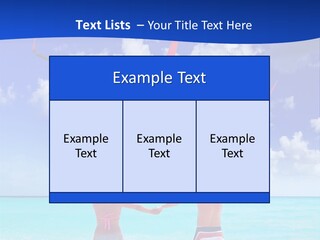 Two People Standing In The Water With A Plane In The Background PowerPoint Template