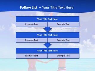 Two People Standing In The Water With A Plane In The Background PowerPoint Template