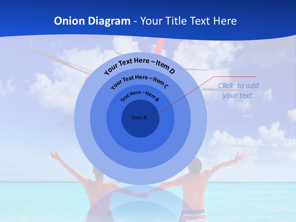 Two People Standing In The Water With A Plane In The Background PowerPoint Template