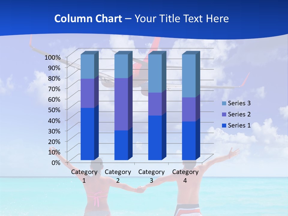 Two People Standing In The Water With A Plane In The Background PowerPoint Template