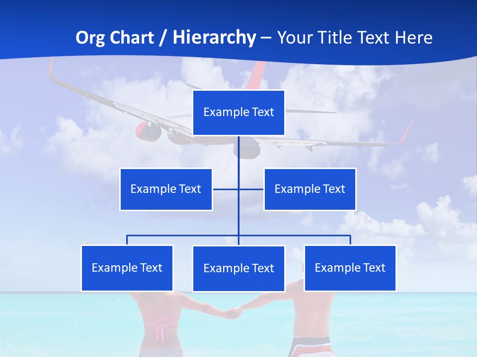 Two People Standing In The Water With A Plane In The Background PowerPoint Template