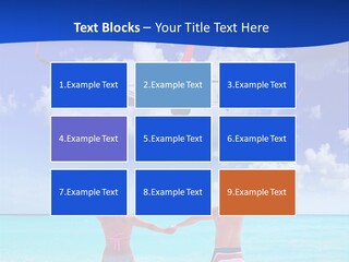 Two People Standing In The Water With A Plane In The Background PowerPoint Template