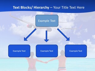 Two People Standing In The Water With A Plane In The Background PowerPoint Template