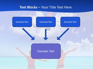 Two People Standing In The Water With A Plane In The Background PowerPoint Template