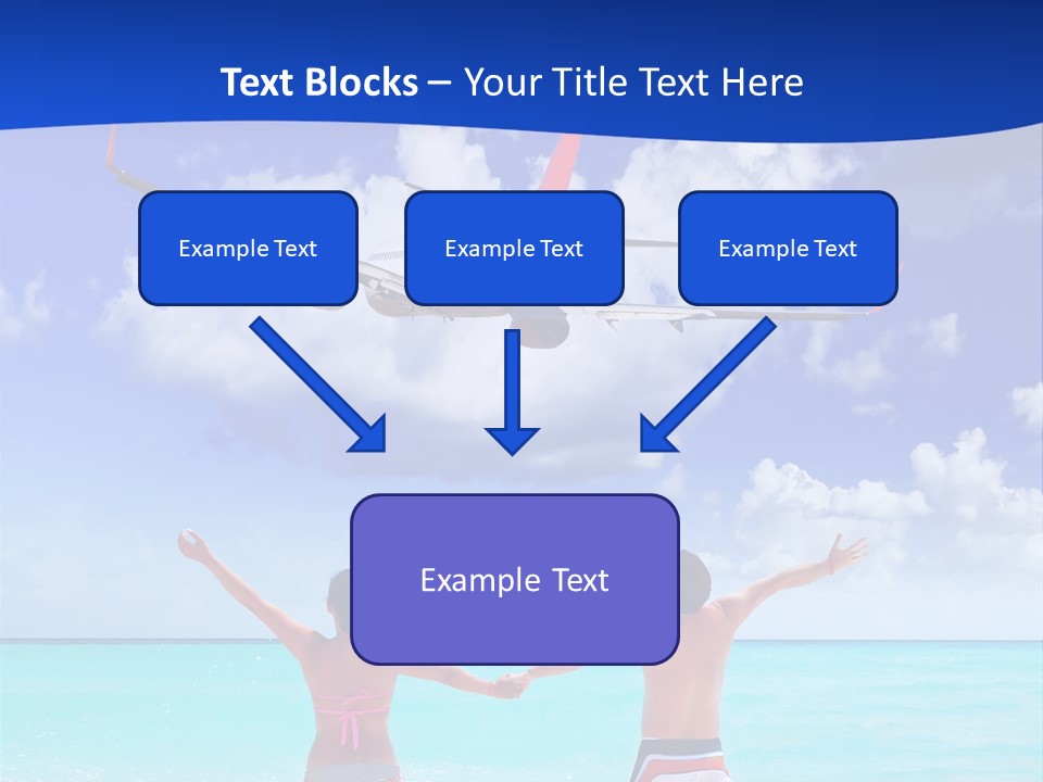 Two People Standing In The Water With A Plane In The Background PowerPoint Template