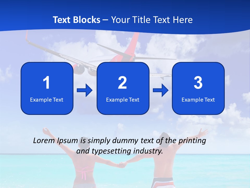 Two People Standing In The Water With A Plane In The Background PowerPoint Template