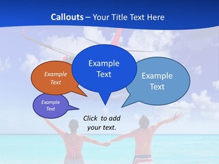 Two People Standing In The Water With A Plane In The Background PowerPoint Template