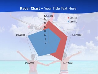 Two People Standing In The Water With A Plane In The Background PowerPoint Template