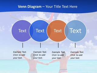 Two People Standing In The Water With A Plane In The Background PowerPoint Template