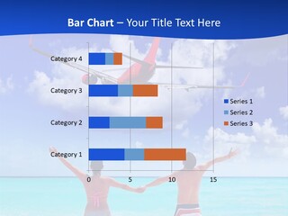 Two People Standing In The Water With A Plane In The Background PowerPoint Template
