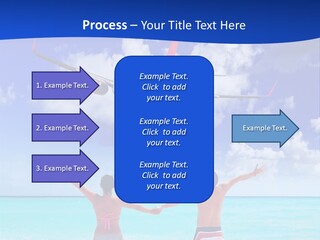 Two People Standing In The Water With A Plane In The Background PowerPoint Template