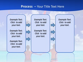 Two People Standing In The Water With A Plane In The Background PowerPoint Template