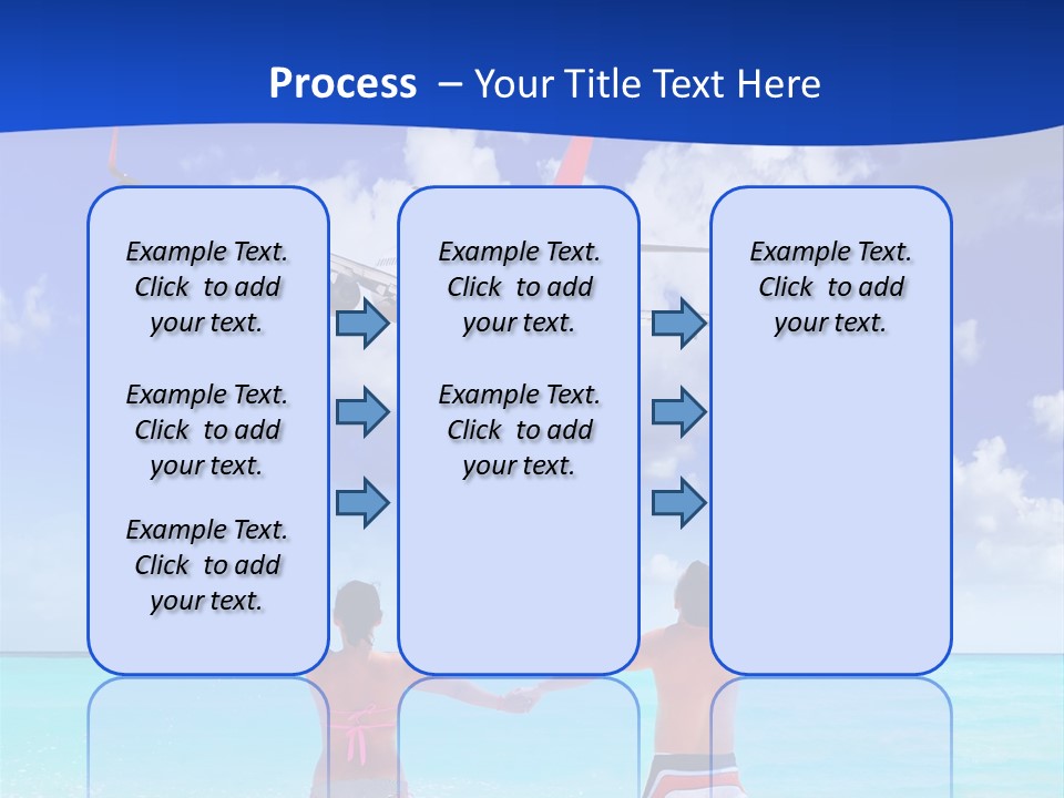 Two People Standing In The Water With A Plane In The Background PowerPoint Template