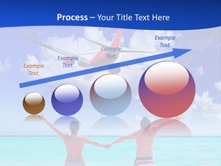 Two People Standing In The Water With A Plane In The Background PowerPoint Template