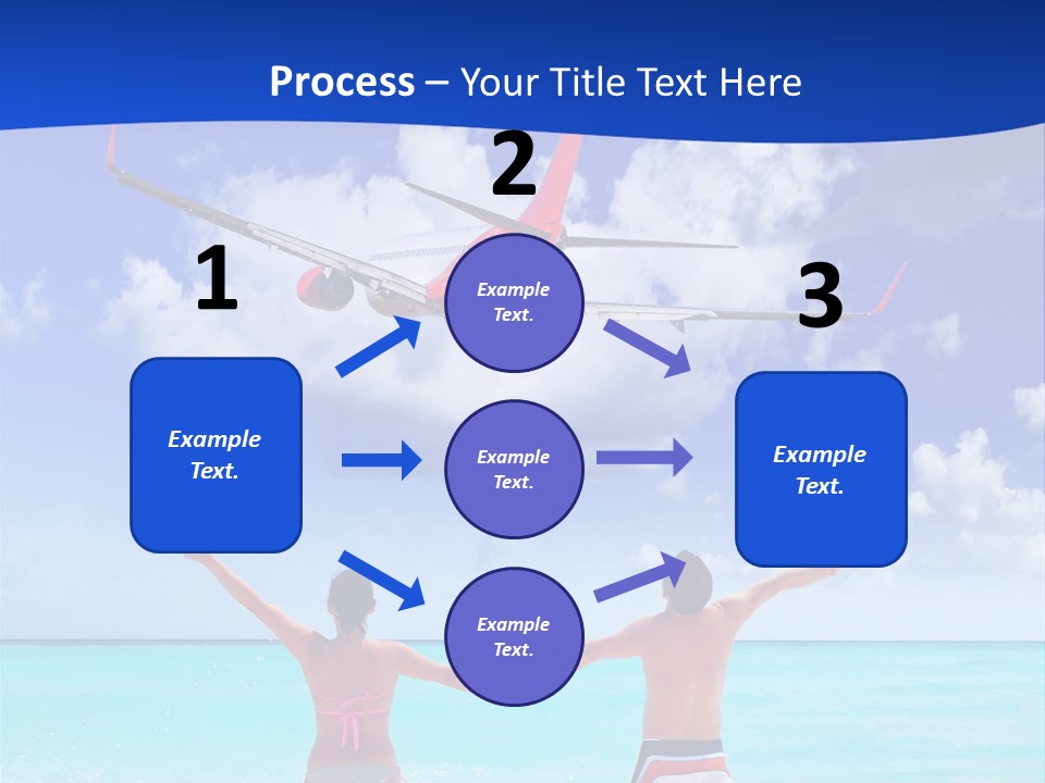 Two People Standing In The Water With A Plane In The Background PowerPoint Template