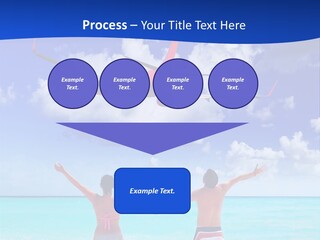 Two People Standing In The Water With A Plane In The Background PowerPoint Template