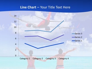 Two People Standing In The Water With A Plane In The Background PowerPoint Template