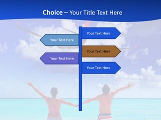 Two People Standing In The Water With A Plane In The Background PowerPoint Template