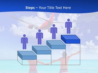 Two People Standing In The Water With A Plane In The Background PowerPoint Template