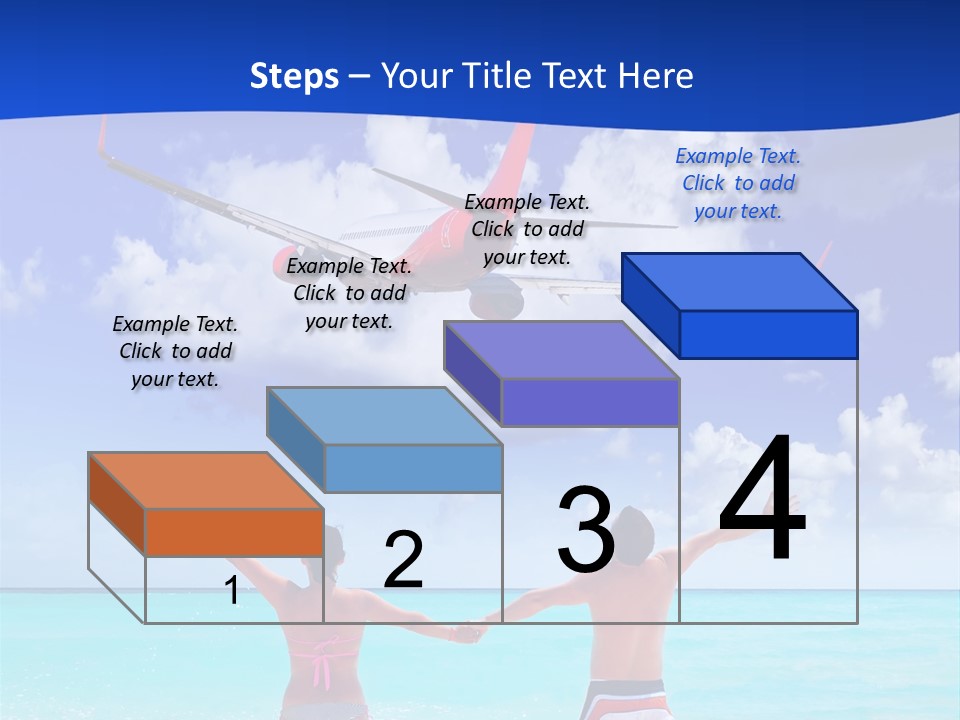 Two People Standing In The Water With A Plane In The Background PowerPoint Template