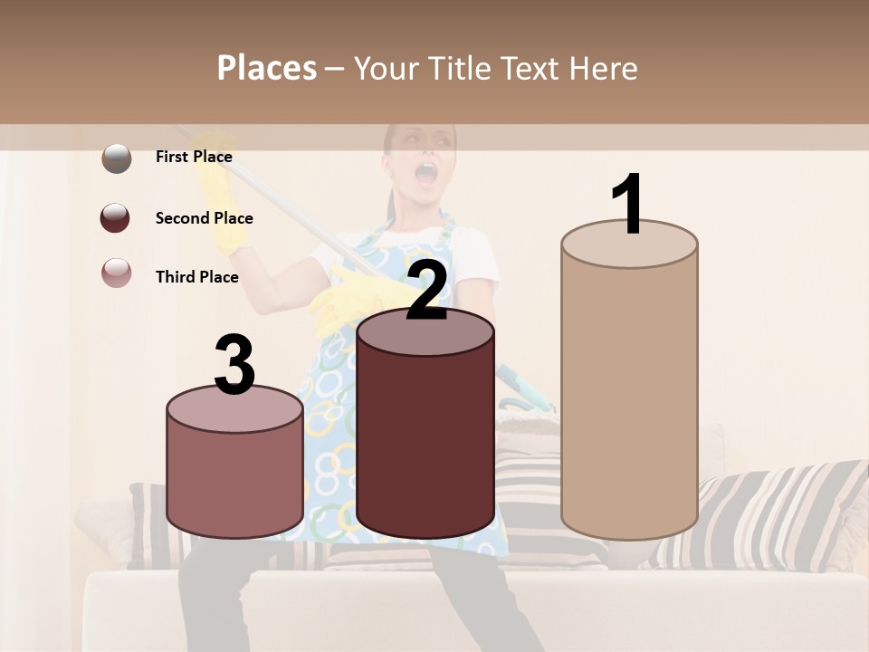 A Woman Cleaning A Living Room With A Mop PowerPoint Template