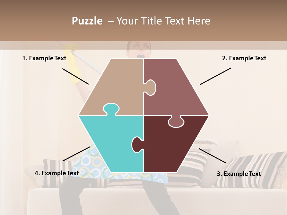 A Woman Cleaning A Living Room With A Mop PowerPoint Template