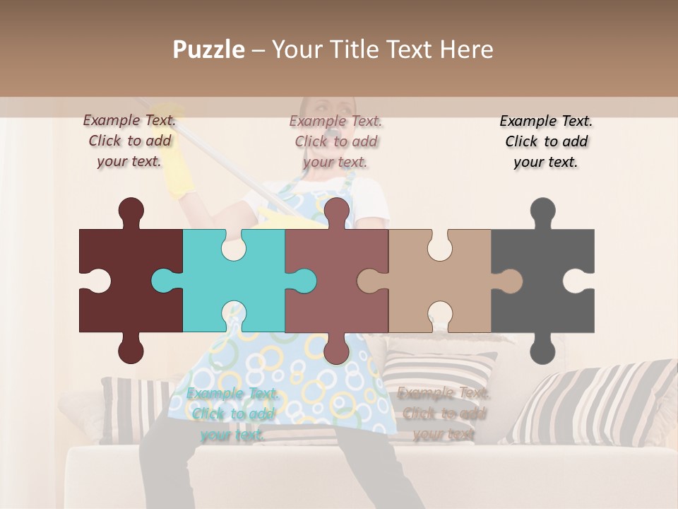 A Woman Cleaning A Living Room With A Mop PowerPoint Template