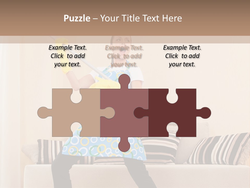 A Woman Cleaning A Living Room With A Mop PowerPoint Template