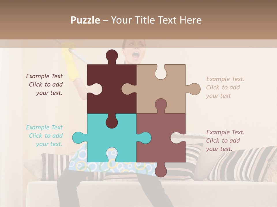 A Woman Cleaning A Living Room With A Mop PowerPoint Template