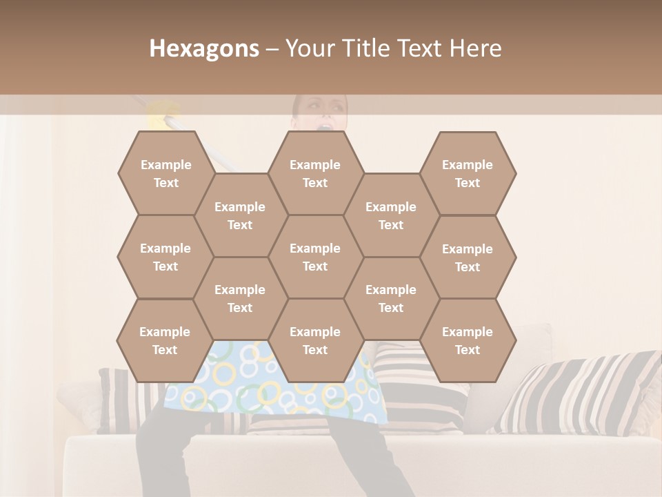 A Woman Cleaning A Living Room With A Mop PowerPoint Template