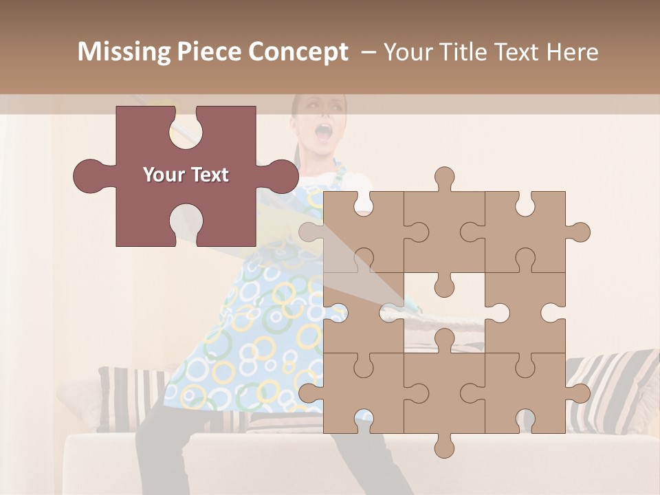 A Woman Cleaning A Living Room With A Mop PowerPoint Template