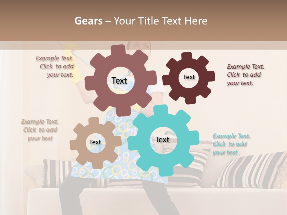 A Woman Cleaning A Living Room With A Mop PowerPoint Template