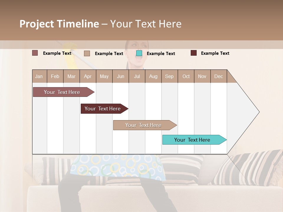 A Woman Cleaning A Living Room With A Mop PowerPoint Template