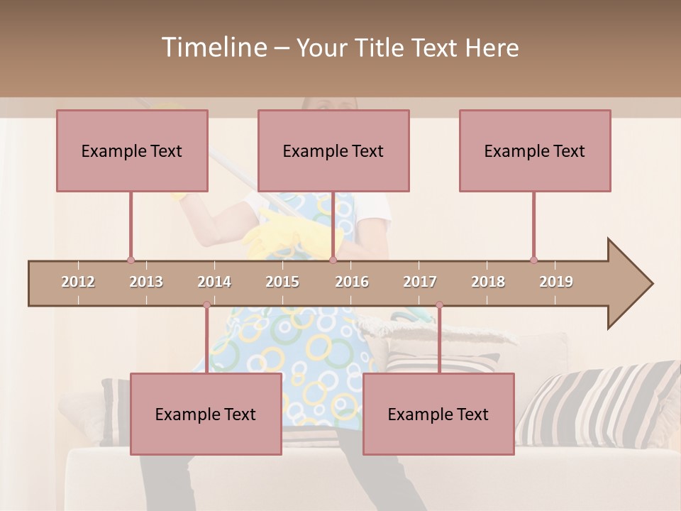 A Woman Cleaning A Living Room With A Mop PowerPoint Template