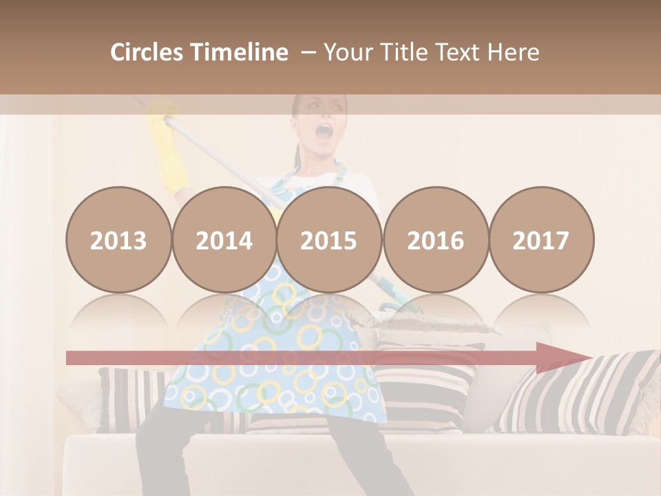 A Woman Cleaning A Living Room With A Mop PowerPoint Template