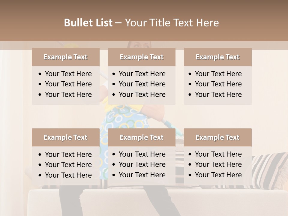 A Woman Cleaning A Living Room With A Mop PowerPoint Template