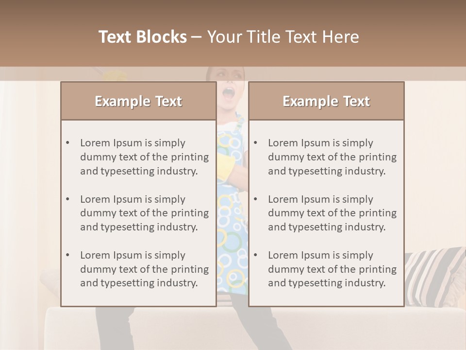 A Woman Cleaning A Living Room With A Mop PowerPoint Template