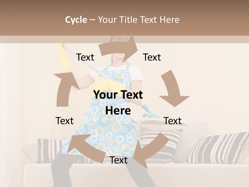 A Woman Cleaning A Living Room With A Mop PowerPoint Template