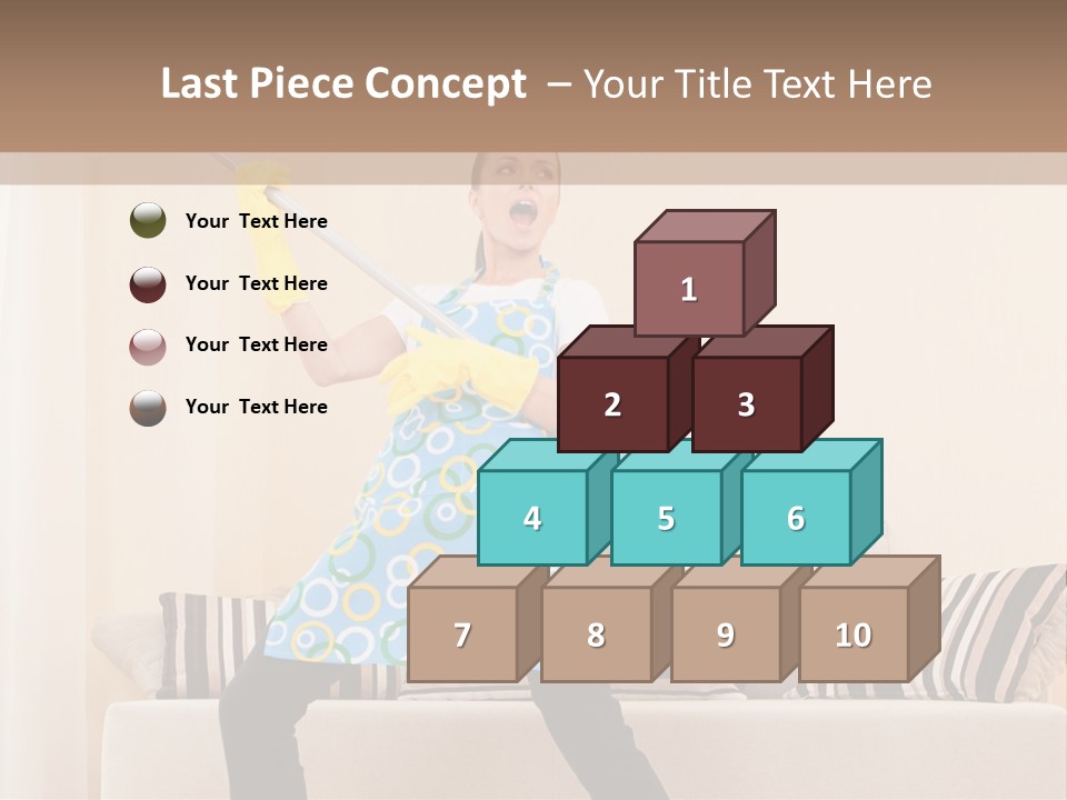 A Woman Cleaning A Living Room With A Mop PowerPoint Template