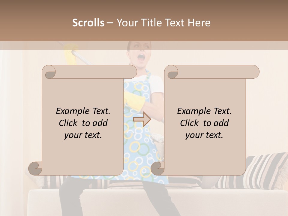 A Woman Cleaning A Living Room With A Mop PowerPoint Template