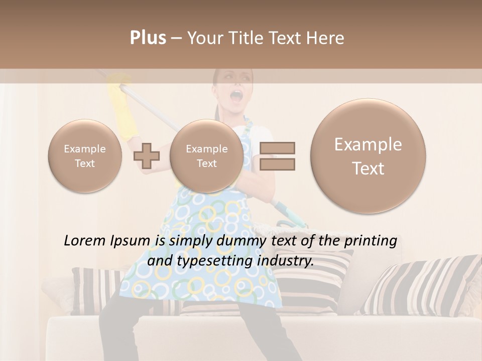 A Woman Cleaning A Living Room With A Mop PowerPoint Template