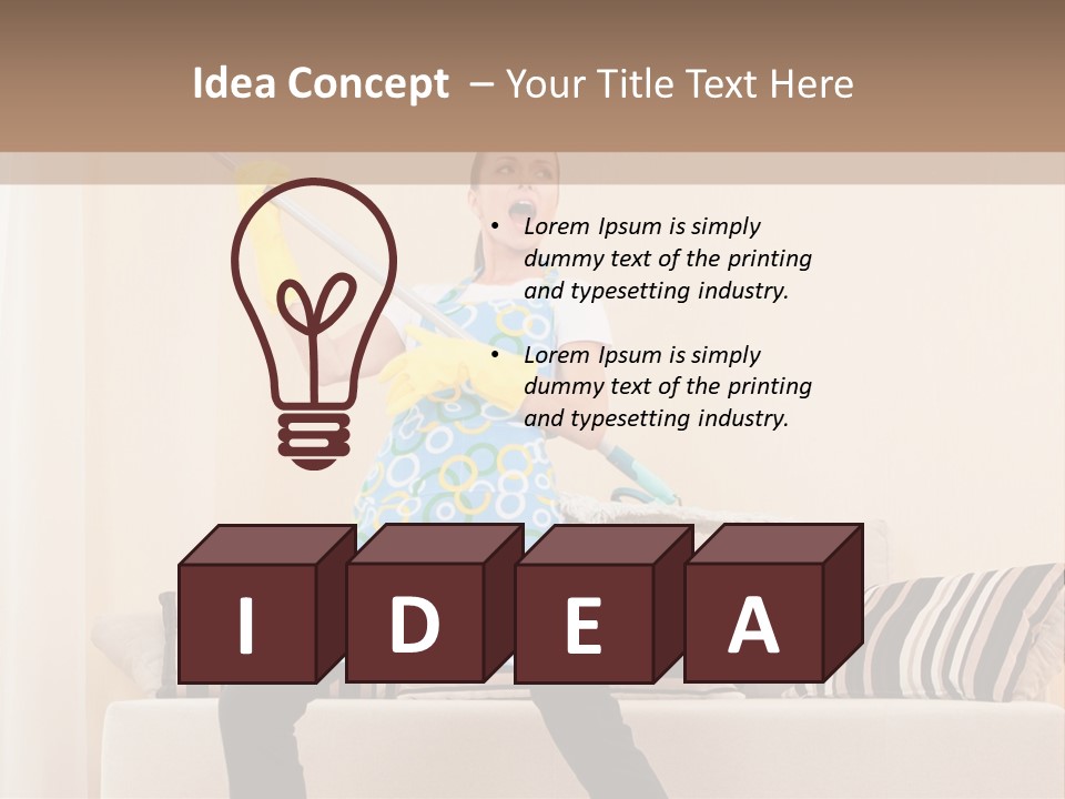 A Woman Cleaning A Living Room With A Mop PowerPoint Template