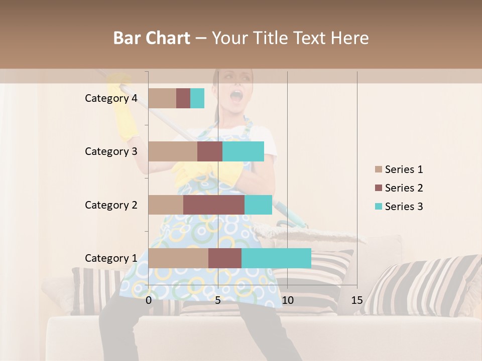 A Woman Cleaning A Living Room With A Mop PowerPoint Template