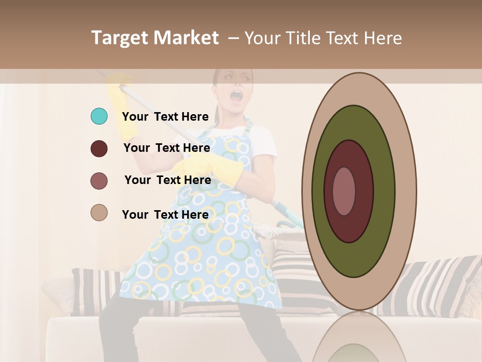 A Woman Cleaning A Living Room With A Mop PowerPoint Template