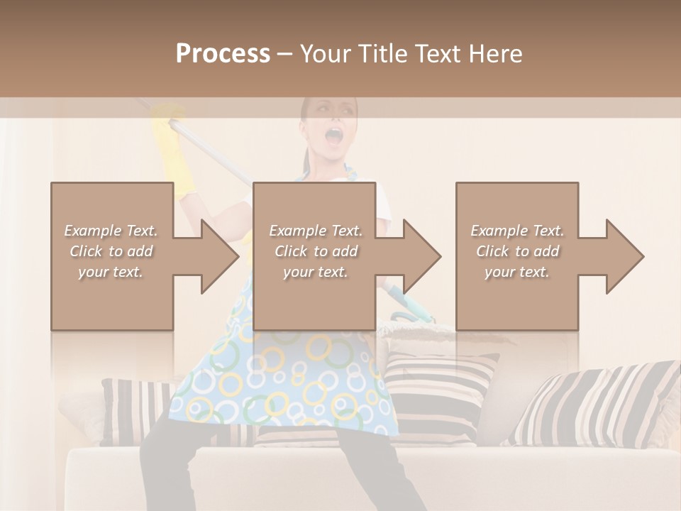 A Woman Cleaning A Living Room With A Mop PowerPoint Template