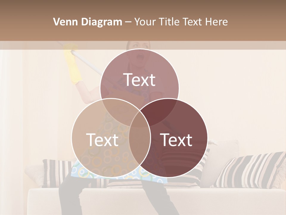 A Woman Cleaning A Living Room With A Mop PowerPoint Template