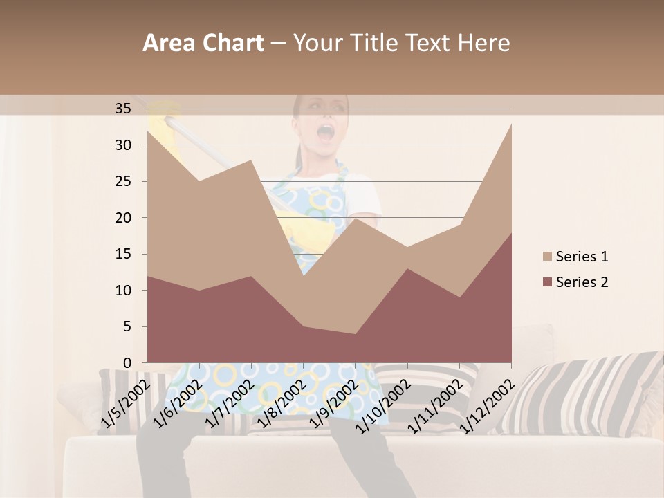 A Woman Cleaning A Living Room With A Mop PowerPoint Template